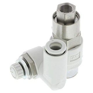SMC ASP Series Flow Controller Flow Regulator, 3/8 in R Threaded Inlet 8mm Tube Outlet, Brass Electroless ASP530F-03-08S