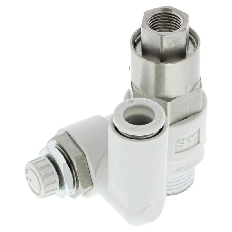 SMC ASP Series Flow Controller Flow Regulator, 3/8 in R Threaded Inlet 8mm Tube Outlet, Brass Electroless ASP530F-03-08S