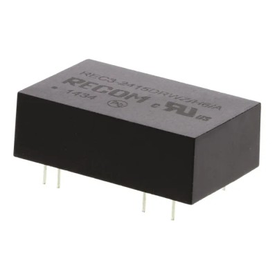 Recom DC/DC Converter 15V DC Output 100mA 36V DC Input 9V Input 3W Through Hole DIP Package REC3