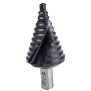 EXACT High Speed Steel Step Drill Bit with Titanium Aluminium Nitride Finish 6 to 36 mm Diameter Hex Shank 4407025
