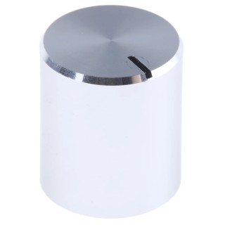 RS PRO 14 mm Knob Diameter Silver Aluminium Potentiometer Knob for 6.4 mm Shaft Circular 499-977