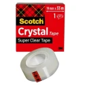 3M Office Clear Scotch Crystal Office Tape 19mm Width x 33m Length CRYSTAL