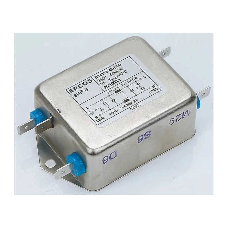 TDK Chassis Mount RFI Filter 3 A 250V AC/DC 60Hz Screw Termination 1 Phase B84112G0000B030