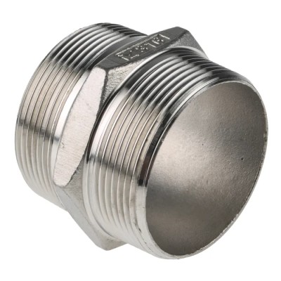 RS PRO Stainless Steel Pipe Fitting Straight Hexagon Nipple Male Threaded 2 in x Male Threaded 2 in 499-3192