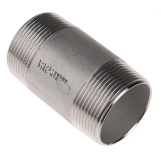 RS PRO Stainless Steel Pipe Fitting Straight Circular Nipple Male Threaded 1-1/2 in x Male Threaded 1-1/2 in 499-3287