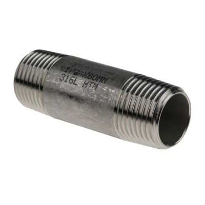 RS PRO Stainless Steel Pipe Fitting Straight Circular Nipple Male Threaded 1/2 in x Male Threaded 1/2 in 499-3243