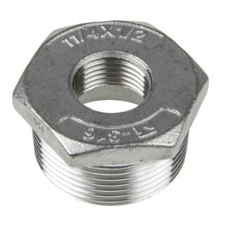 RS PRO Stainless Steel Pipe Fitting Straight Hexagon Bush Male R Threaded 1-1/4 in x Female G Threaded 1/2 in 499-3552