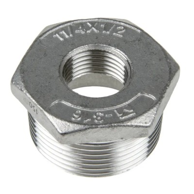 RS PRO Stainless Steel Pipe Fitting Straight Hexagon Bush Male R Threaded 1-1/4 in x Female G Threaded 1/2 in 499-3552