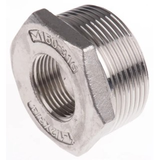 RS PRO Stainless Steel Pipe Fitting Straight Hexagon Bush Male R Threaded 1-1/2 in x Female G Threaded 3/4 in 499-3603