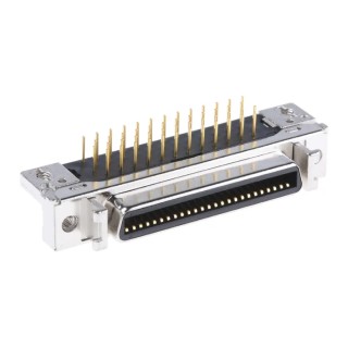 3M SCSI Connector 50 Way Female Right Angle Through Hole 2.54 mm Pitch Solder Termination 10250-5212PL