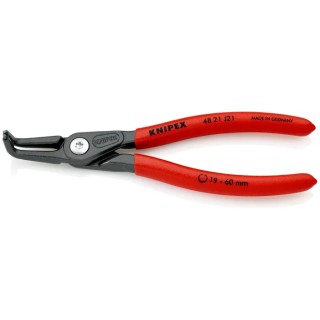 Knipex 1-Piece Circlip Plier, 165mm Overall Length, Angled Jaw, External Style, Chrome Vanadium Steel 48 21 J21