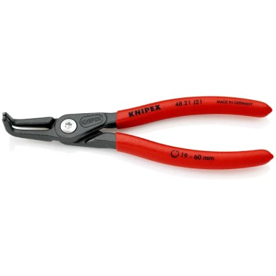 Knipex 1-Piece Circlip Plier, 165mm Overall Length, Angled Jaw, External Style, Chrome Vanadium Steel 48 21 J21