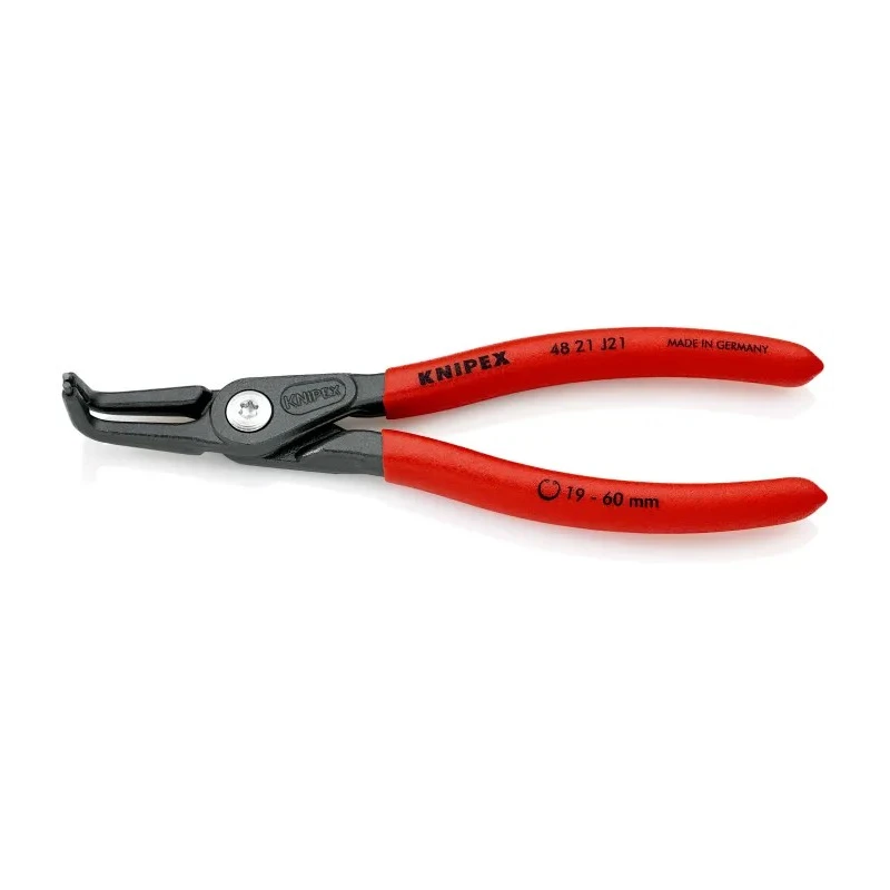 Knipex 1-Piece Circlip Plier, 165mm Overall Length, Angled Jaw, External Style, Chrome Vanadium Steel 48 21 J21