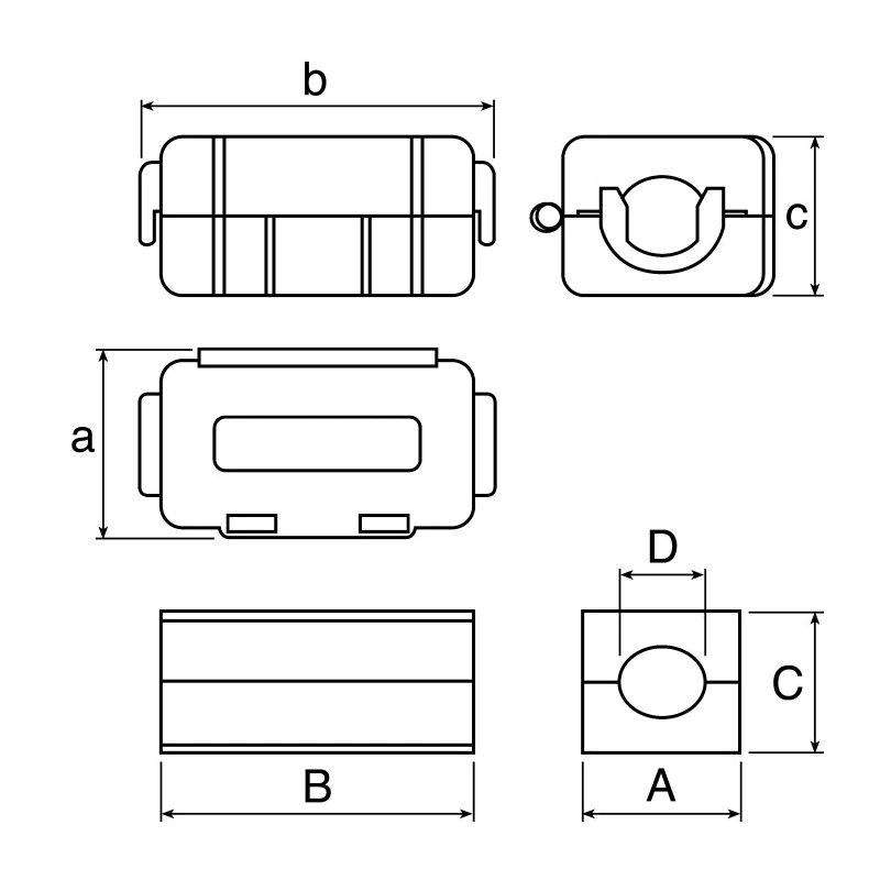 Wurth Elektronik Openable Diameter 13 mm Ferrite Sleeve with 1 Aperture, External Dimensions 35x28.3x31.5 mm 74271622S