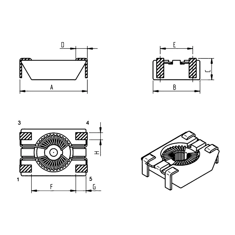 Wurth Elektronik WE-SL1 Shielded Surface Mount Common Mode Line Filter with Ferrite Core 10μH, 4 Pin, 300mA, ±50% 744212100