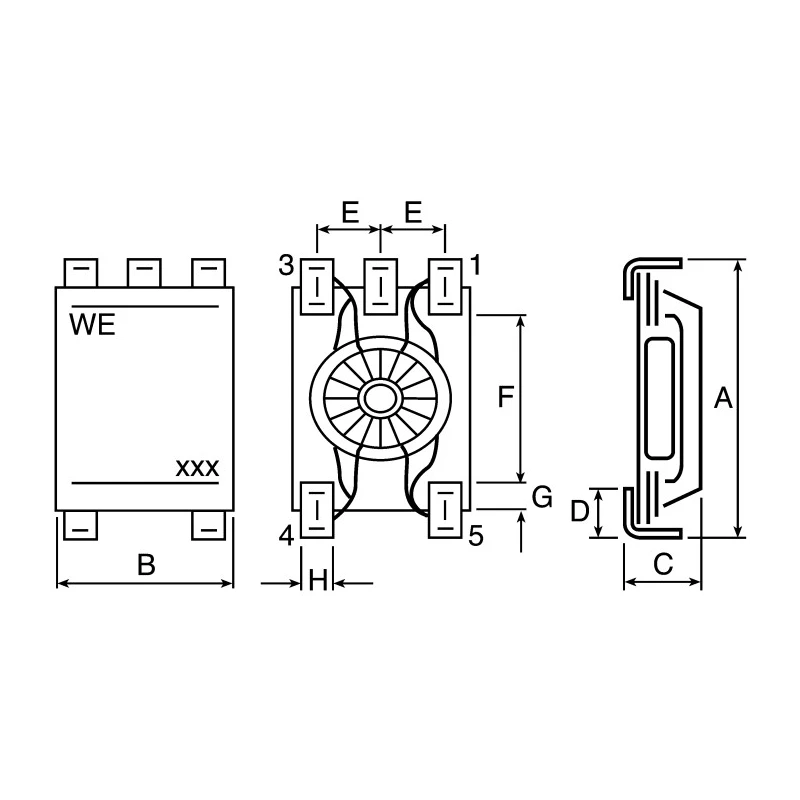 Wurth Elektronik Surface Mount Common Mode Line Filter 220 μH Sectional Winding ±40% 300mA 105°C WE-SL1 744212221