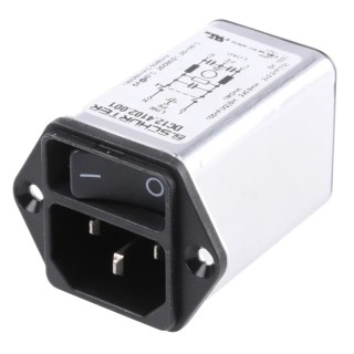 Schurter 250V AC 6A Panel Mount IEC Connector Male Quick Connect DC12.4102.001