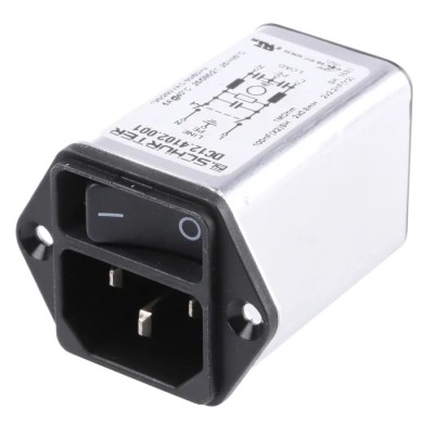 Schurter 250V AC 6A Panel Mount IEC Connector Male Quick Connect DC12.4102.001