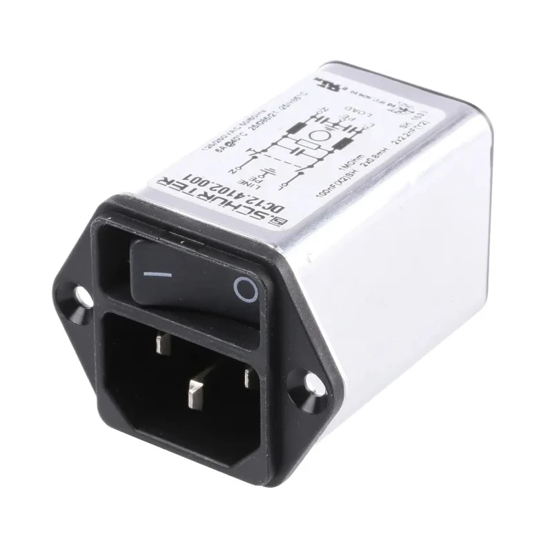Schurter 250V AC 6A Panel Mount IEC Connector Male Quick Connect DC12.4102.001