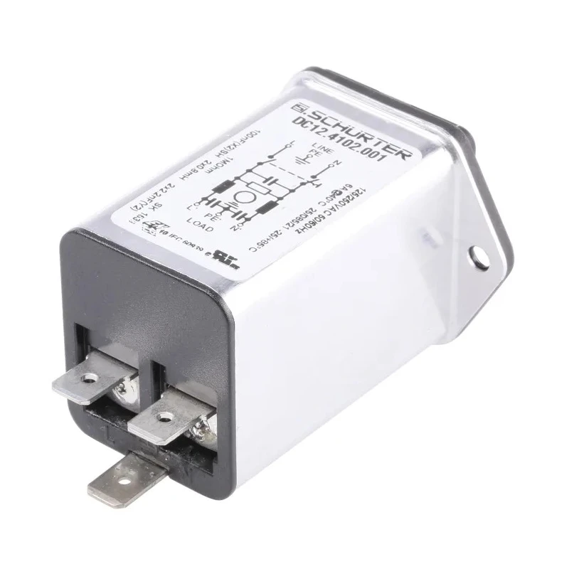 Schurter 250V AC 6A Panel Mount IEC Connector Male Quick Connect DC12.4102.001