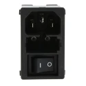 Schurter 250V AC 10A Snap-in IEC Connector Male 2 Pole 2 Fuse Solder Termination KMF1.1191.11