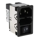 Schurter 250V AC 10A Snap-in IEC Connector Male 2 Pole 2 Fuse Solder Termination KMF1.1191.11