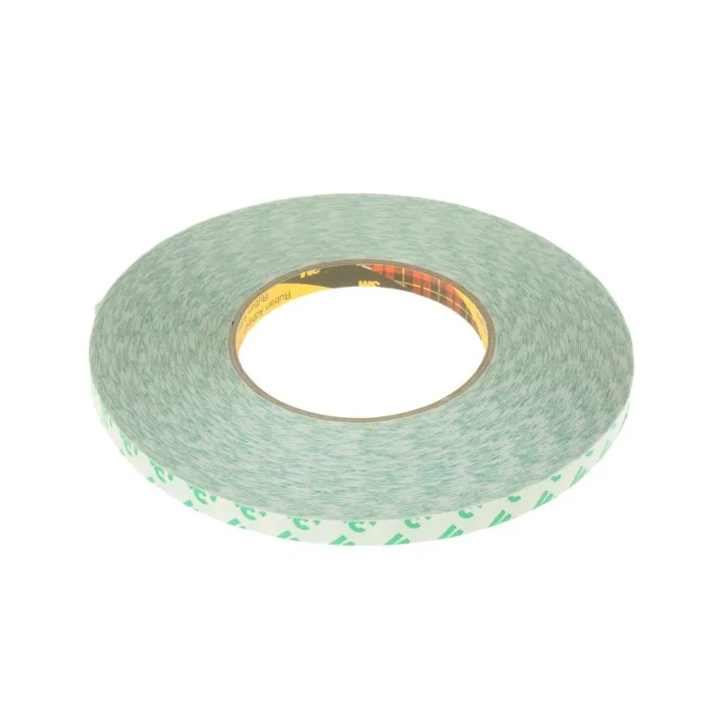 3M White Double Sided Plastic Tape with Polyvinyl Chloride Backing, 9mm x 50m, 5.2N/cm Adhesion Strength, Model 9087 9MMX50M