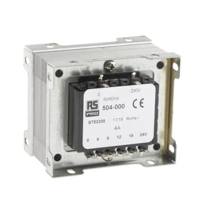 RS PRO 1 Output 100 VA Chassis Mount Transformer 230 V AC Power, IEC 61558-2-6 504-000