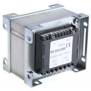 RS PRO 2 Output 200 VA Chassis Mount Transformer, 230 V ac Primary Voltage, 50 V ac Secondary Voltage, IECBSEN 504-088