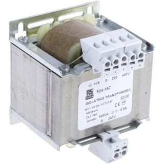 RS PRO Isolation Transformer 1 Output 100 VA, Primary Voltage +15-0-230-400 V AC, Secondary Voltage 0-230 V AC 504-167