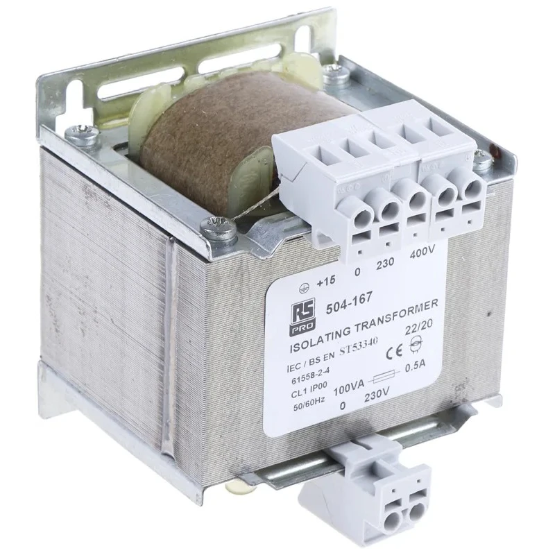 RS PRO Isolation Transformer 1 Output 100 VA, Primary Voltage +15-0-230-400 V AC, Secondary Voltage 0-230 V AC 504-167