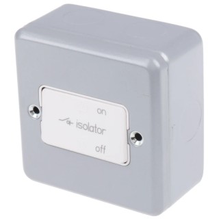 MK Electric Silver Metal Clad Fan Isolator Switch 10A 250V IP2X Surface Mounting K2857 ALM