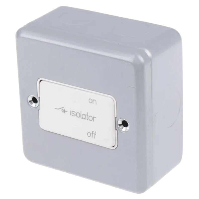 MK Electric Silver Metal Clad Fan Isolator Switch 10A 250V IP2X Surface Mounting K2857 ALM