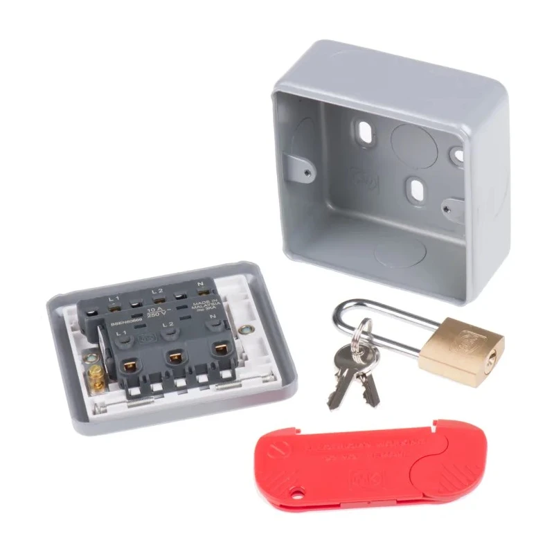 MK Electric Silver Metal Clad Fan Isolator Switch 10A 250V IP2X Surface Mounting K2857 ALM
