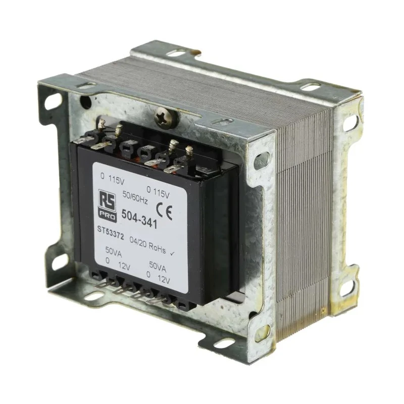 RS PRO 2 Output 100 VA Chassis Mount Transformer, 2 x 12 V AC, IEC/BS/EN 61558-2-6 Certified 504-341