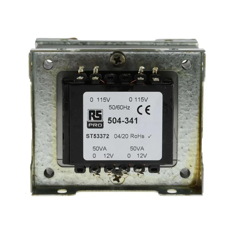RS PRO 2 Output 100 VA Chassis Mount Transformer, 2 x 12 V AC, IEC/BS/EN 61558-2-6 Certified 504-341