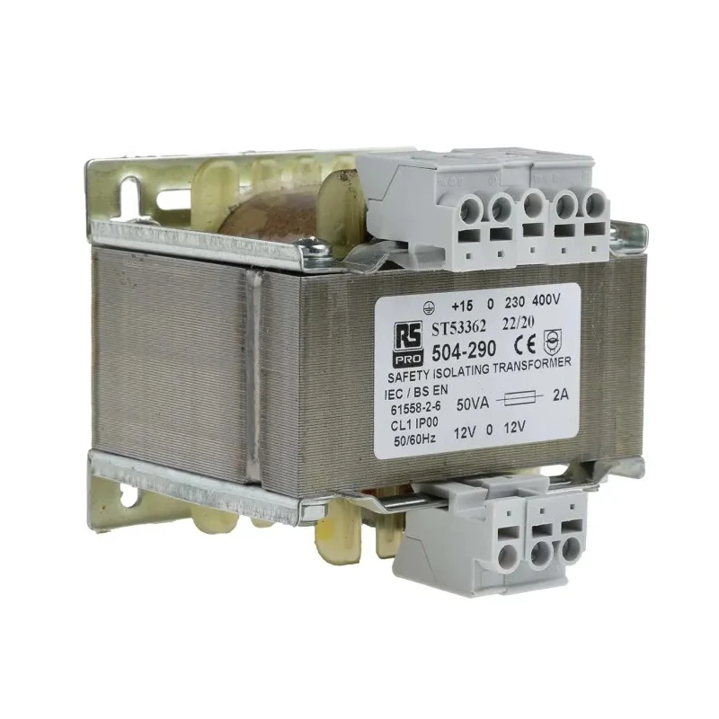 RS PRO 50 VA 1 Output Isolation Transformer, Primary +15-0-230-400V AC, Secondary 12-0-12V AC, IEC61558-2-6 504-290