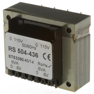 RS PRO 24 V ac 2 Output Through Hole PCB Transformer, Dual Primary Dual Secondary Windings, 12VA Power, 50-60Hz 504-436