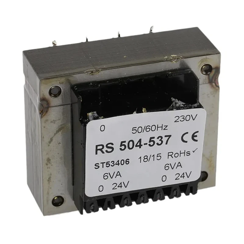 RS PRO PCB Transformer 5 to 24 V ac 2 Output Through Hole, 230 V ac Primary, 12VA Power, Dual Secondary Winding 504-537