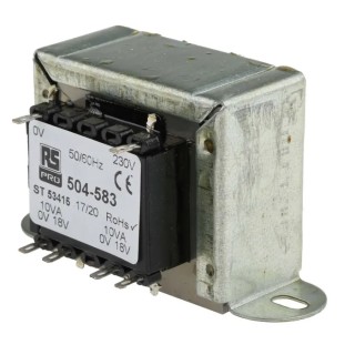 RS PRO 2 Output 20 VA Chassis Mount Transformer, 230 V ac Primary, 18 V ac Secondary, IECBSEN 61558-6, RoHS, ASNZS 504-583