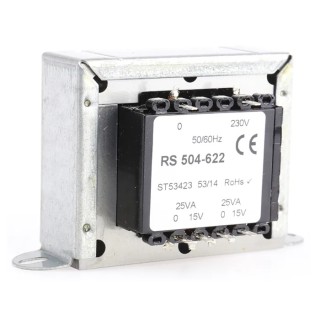 Walsall Transformers RS PRO 50 VA 2 Output Chassis Mount Transformer, 230 V AC Primary, 15 V AC Secondary, Model 504-622
