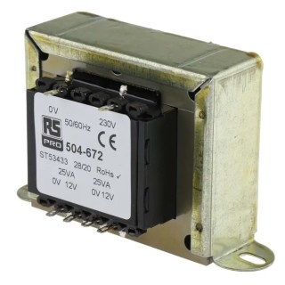 RS PRO 2 Output 50 VA Chassis Mount Transformer, 12 V ac, IECBSEN 615586, ASNZS 61558.1, RoHS, IECBSEN 615581, CE 504-672