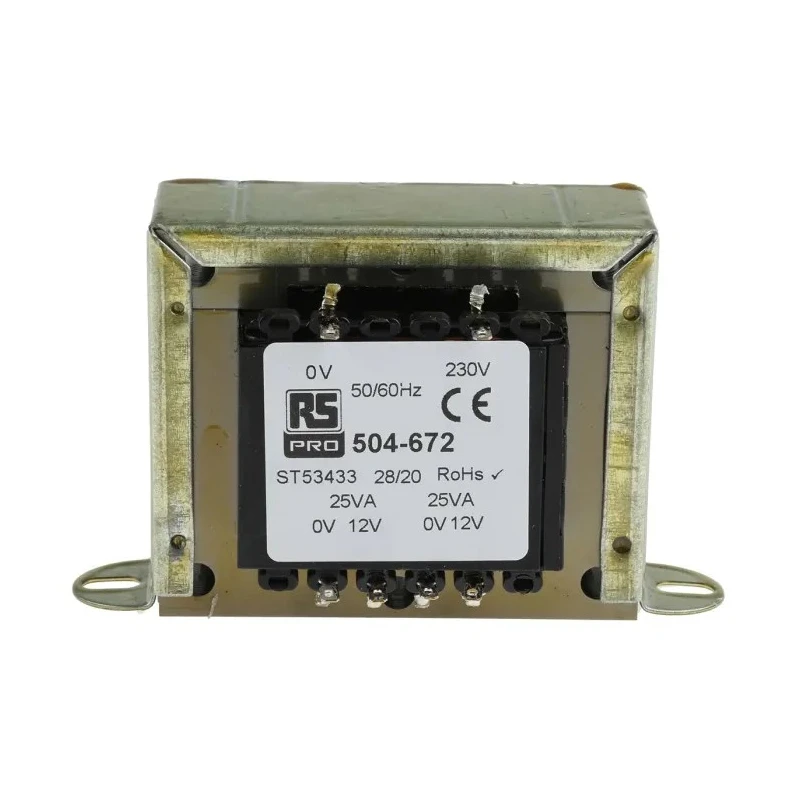 RS PRO 2 Output 50 VA Chassis Mount Transformer, 12 V ac, IECBSEN 615586, ASNZS 61558.1, RoHS, IECBSEN 615581, CE 504-672