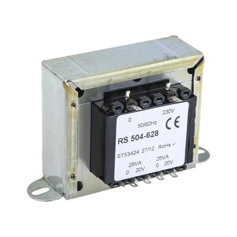 RS PRO 2 Output 50 VA Chassis Mount Transformer 230 V ac Primary, 20 V ac Secondary, CE Certified 504-628