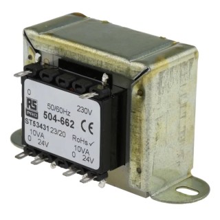 RS PRO 2 Output 20 VA Chassis Mount Transformer 24 V ac IECBSEN 61558-6 IECBSEN 61558-1 CE ASNZS 61558-6 504-662