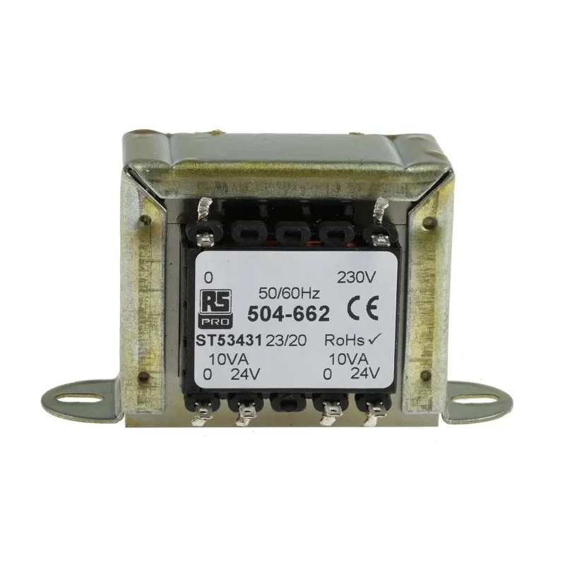 RS PRO 2 Output 20 VA Chassis Mount Transformer 24 V ac IECBSEN 61558-6 IECBSEN 61558-1 CE ASNZS 61558-6 504-662