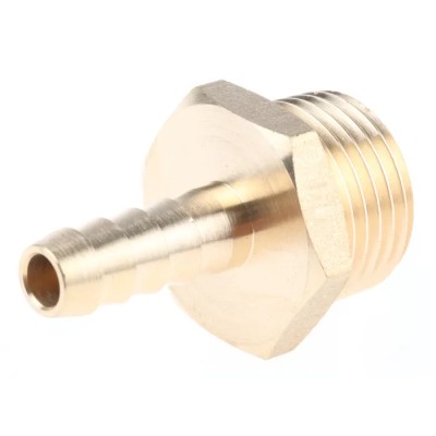 RS PRO Brass Hose Connector 7.94 mm ID, BSP 1/2 in Male Threaded, 25 bar Maximum Pressure 80°C Max Operating 506-7272