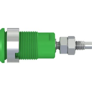 Staubli Green Female Banana Socket, 4 mm Connector, Solder Termination, 1 kV, 32A, Nickel Plating 49.7043-25