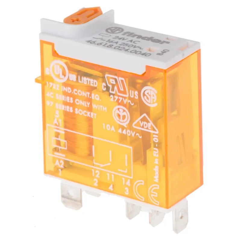 Finder Power Relay 24V AC Coil Voltage 16A Switching Current SPDT Contact Configuration 46.61.8.024.0040