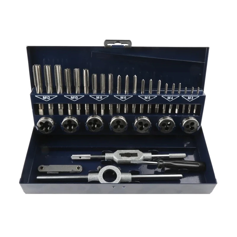 EVENTUS 16-Piece High Speed Steel Thread Tap & Die Set M3 to M12, Professional Mechanical Threading Tools 10711